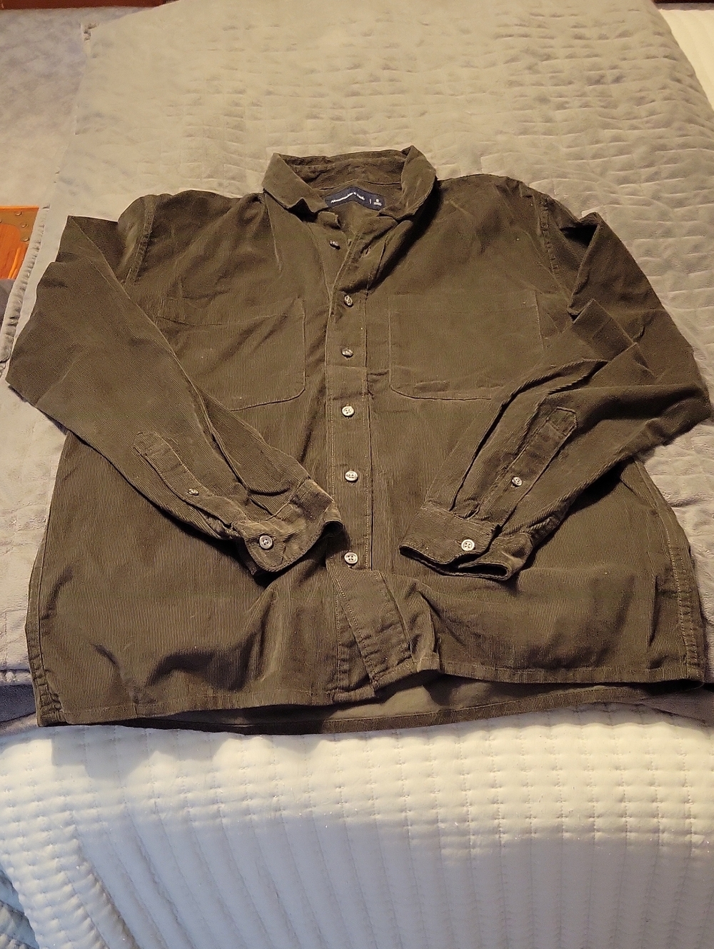 Abercrombie & Fitch Olive Corduroy Shirt Shirt